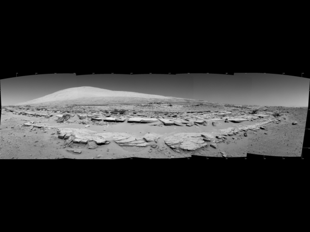 Martian Landscape With Rock Rows and Mount Sharp