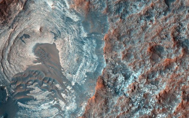 Layers and Dark Dunes on the Surface of Mars