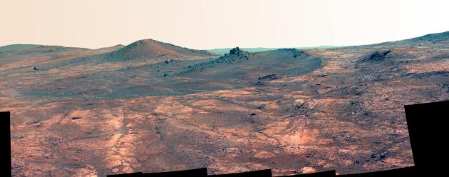 Rock Spire in 'Spirit of St. Louis Crater' on Mars (False Color))