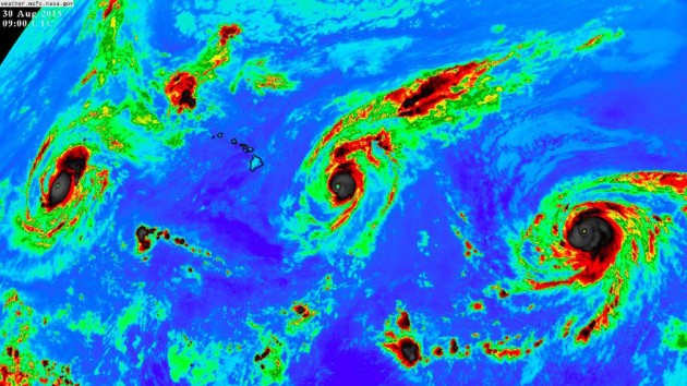 Three Pacific Hurricanes Wind Speed Color Images)